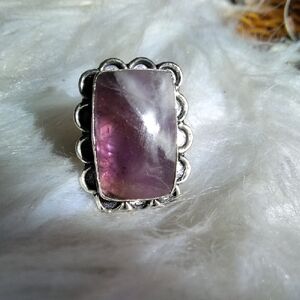 Glowing Amethyst Silver Plated Gemstone Ring